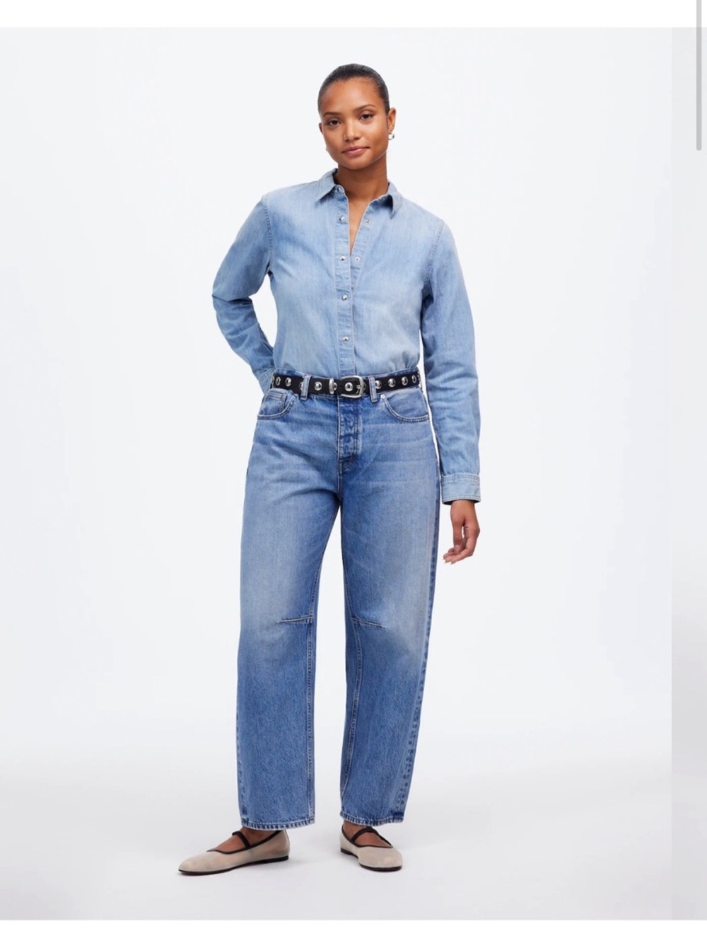 Madewell the petite curvy darted barrel leg jean in dobbin